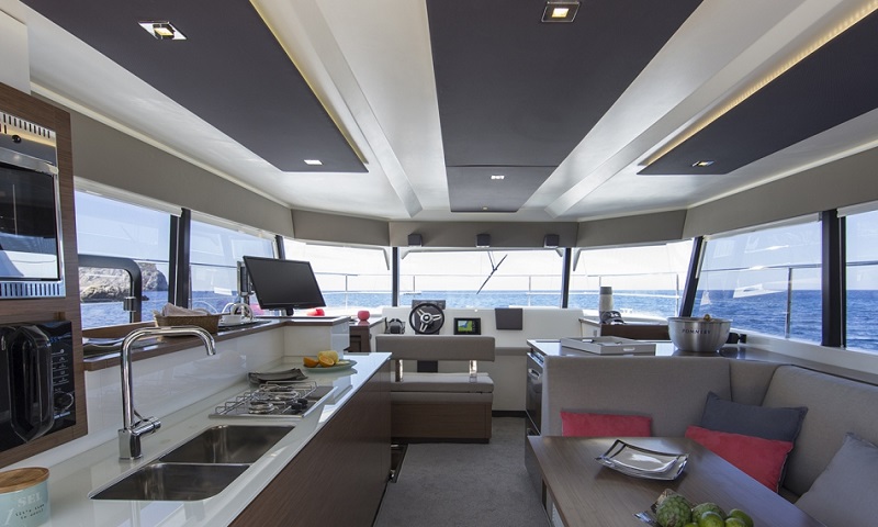 The interior of the yacht with control place