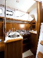 Down the stairs to the galley