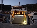 MY Korab at night