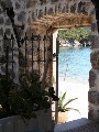 Beach view from courtyard gate