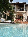View to the villa from the pool