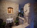 Terrace with stone statue