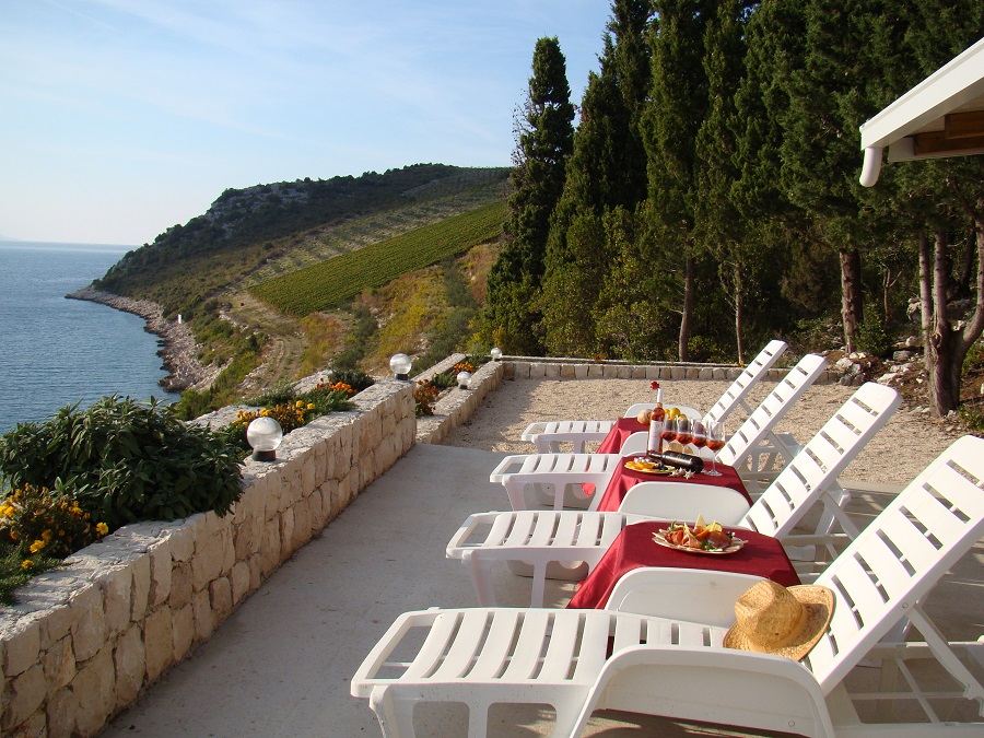 Deck chairs for sunbathing on the terrace