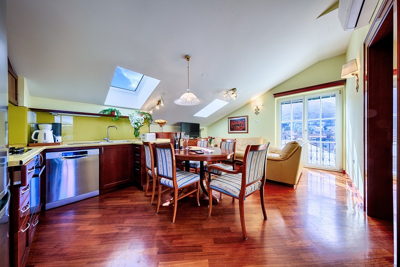 Dining room and kitchen